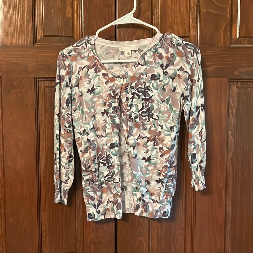 Banana Republic Small Flower Cardigan
